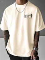 Men's Summer 100% Cotton Casual God is a Good Faith Double sided Printed Loose Sport Round Neck Short Sleeve T-shirt Versatile T