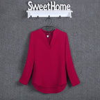 Plus Size Blouse Clothing Women Long Sleeve Shirt Chiffon Blouse Ladies Top