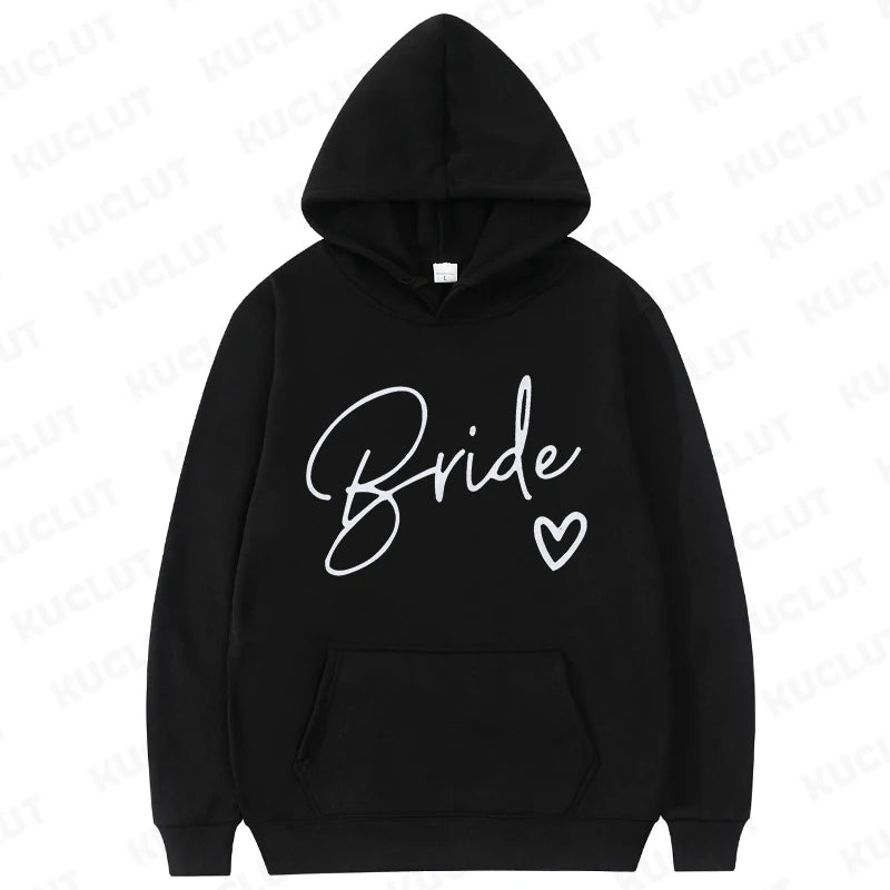 Team Bride Matching Hoodies Women Soft Casual Bridesmaid Bachelorette Party Gift Hooded Sweatshirts Wedding Group Outfits Tops