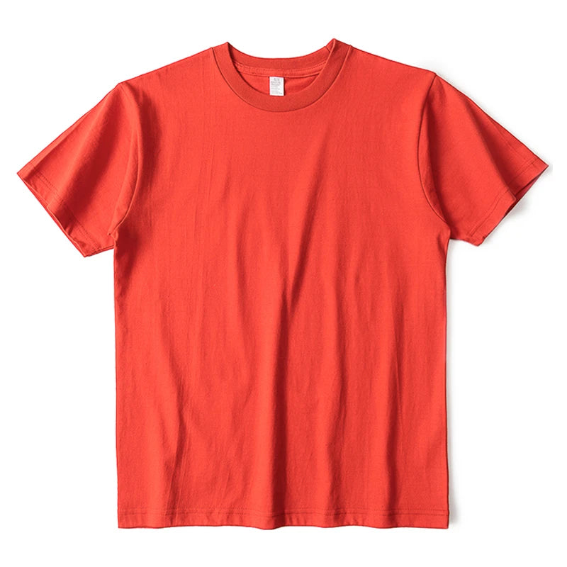 Plus Size Pure Cotton Full-color Short-sleeved T-shirt Solid Color Thick Loose Casual Versatile Bottoming Shirt Top Men Women