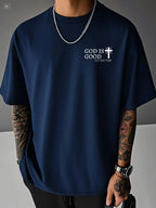 Men's Summer 100% Cotton Casual God is a Good Faith Double sided Printed Loose Sport Round Neck Short Sleeve T-shirt Versatile T