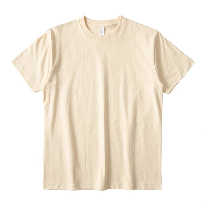 Plus Size Pure Cotton Full-color Short-sleeved T-shirt Solid Color Thick Loose Casual Versatile Bottoming Shirt Top Men Women