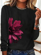 Faith Print Crew Neck T shirt Casual Long Autumn winter top women's long sleeved T-shirt loose comfortable black  white