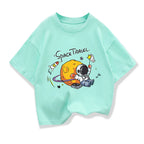 2025 New Kids Clothing Spaceman Travel Graphic Summer T-Shirt Boy And Girl Cotton Fashion Tops Teen Boys Loose Short Sleeve Tee