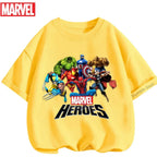 Summer Boys Girls Hulk T-Shirt 3-14 Years Marvel Super Hero Kids Spiderman Breathable Short Sleeve Avengers Soft Tee