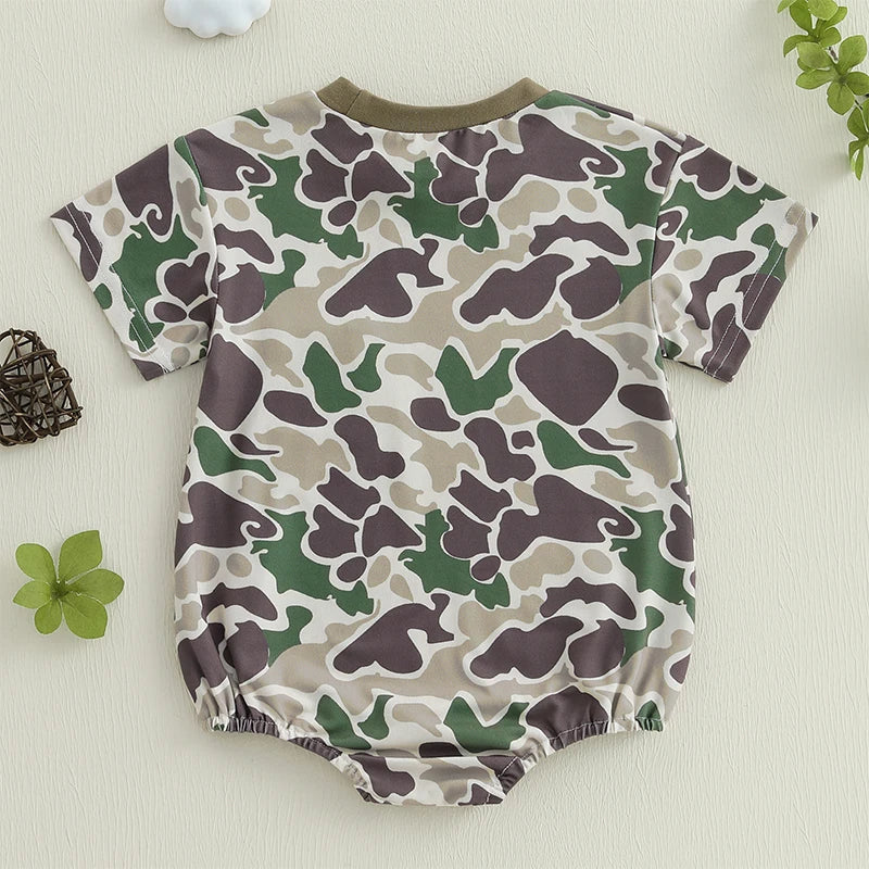 0-18M Newborn Infant Baby Boy Summer Romper Outfit Camouflage Short Sleeve Bodysuit Jumpsuit Clothes
