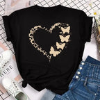 Fashion Women Men T Shirt Colorful Butterfly Petal Graphic Print T Shirt Casual Crew Neck Short Sleeve Plus Size T Shirt Unisex