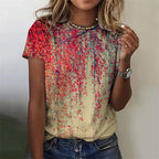 Women's T-Shirts Flowers Fashion Print O Neck Short Sleeve Tees O-Neck Personality Women Summer Harajuku Loose Female Clothing
