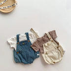 Baby Clothes Denim Sling Romper Infant Onesie Newborn One-piece 0-3 Years Old Complimentary Hat