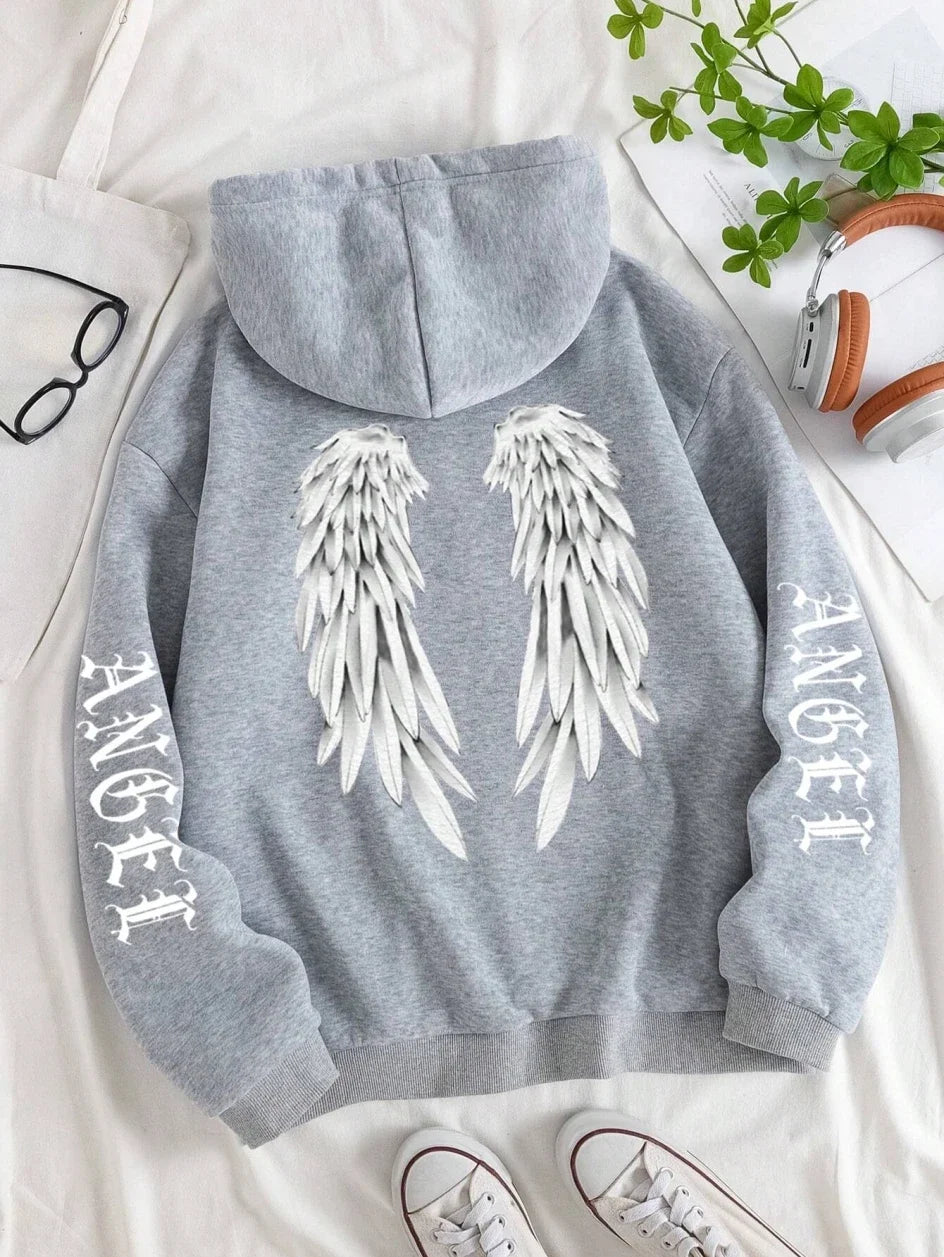 Beautiful Angel Wings Women's Hoodie Warm and Comfortable Casual Hoodie Fashion Classic Street Outdoor Sports Hoodie Loose
