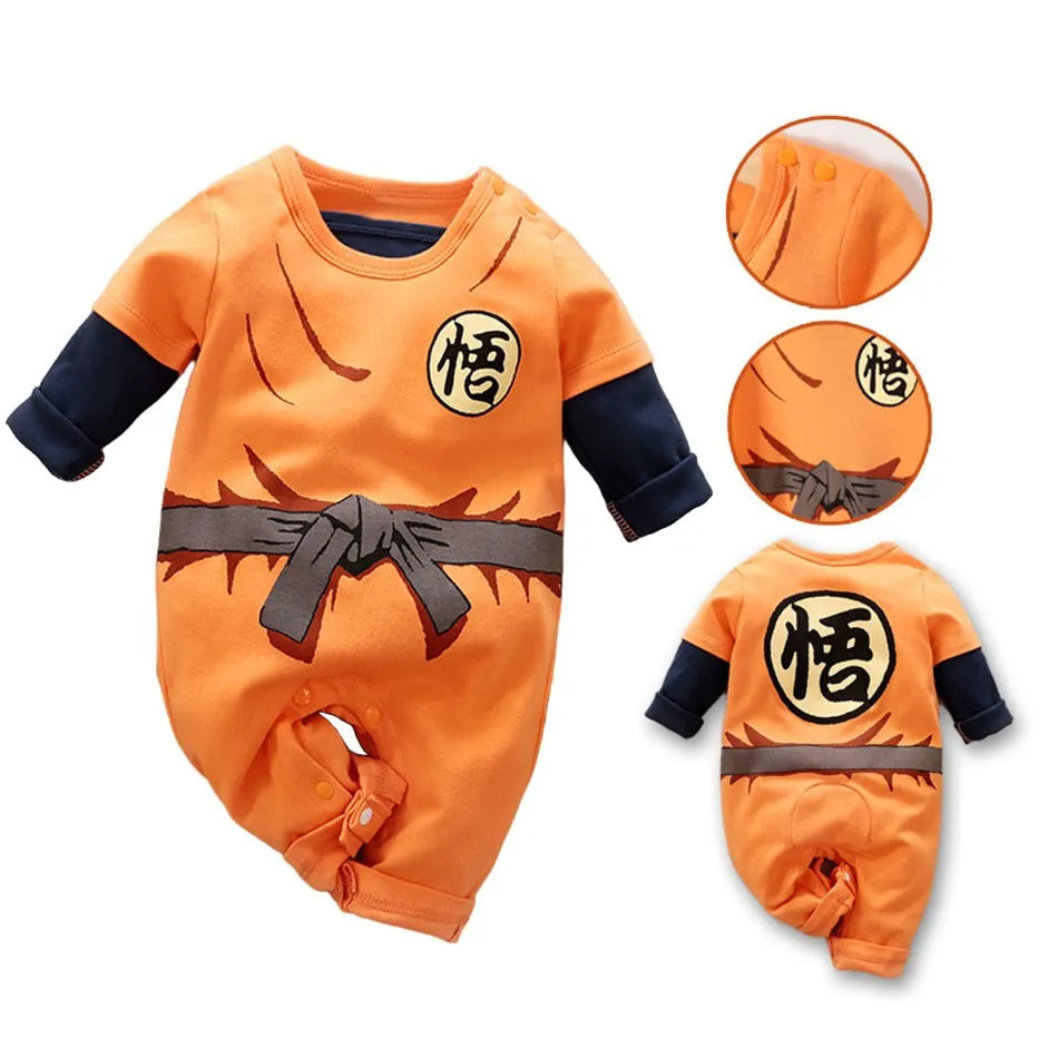 Baby Girl Boy Costume Anime Clothes Newborn Romper Infant Luffy Akatsuki Vegeta Cosplay Jumpsuit Toddler Halloween Costume 0-18M