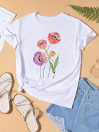 Graphic T-shirt Women Top Lady Female Shirt Tee Flower Carto Women Clothes Aesthetic Clothes Tops