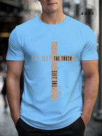 Mens Jesus Is King T-Shirts,The Way The Truth The Life Tops,Bible Verse Jesus Shirt,Mens Christian T-Shirt,Cross Vintage Tees