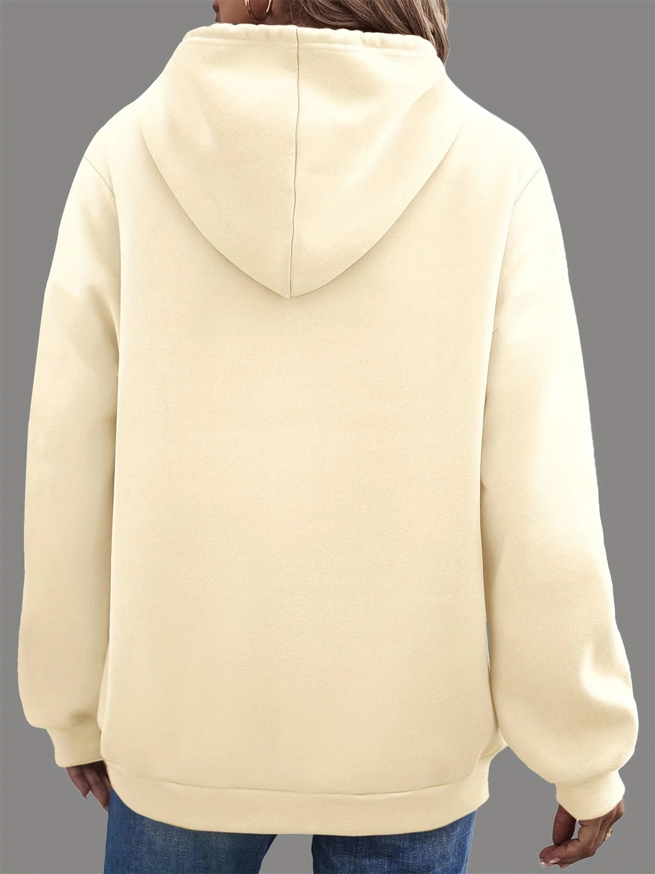 Women's autumn and winter warm and loose casual heart-shaped printed velvet long sleeved hooded sweatshirt