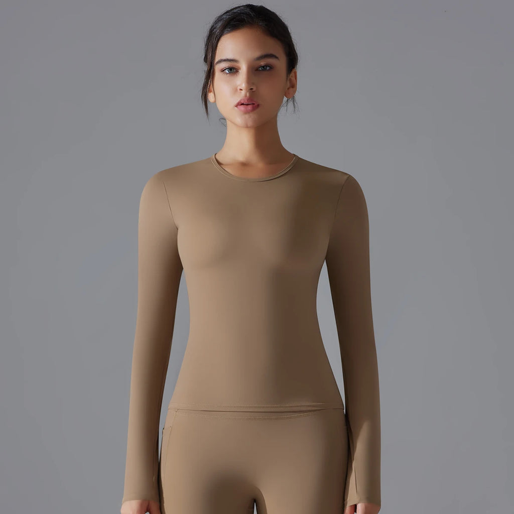 Yoga Shirts For Women Long Sleeve Winter Fitness Running Gym Clothes Workout Dry Fit Breathable High Elastic Sports Top