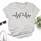 New Women T Shirt Cute Than Heart Printed T-shirt Fashion Love Heart Loose Short Sleevs Round Neck T-shirt Casual Female Tops