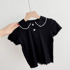 1pcs Kid Summer Cute Sweet Tee Childrens T-shirt Casual Fashion Short Sleeve T shirt Trendy Soft Girl Clothes Child Ice Silk Top