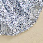 0-18M Infant Baby Girls Bowknot Embroidered Rompers Lovely Floral Print Doll Collar Short Sleeve Bubble Jumpsuits for Newborn