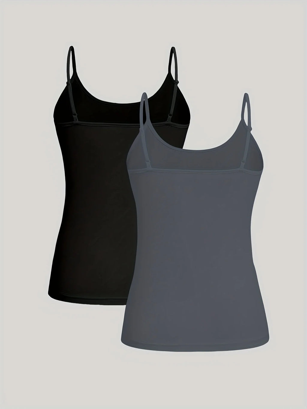 Plus Size Women's 2 Piece Solid Color Spaghetti Strap Tank Top Set Sleeveless Cami Tops