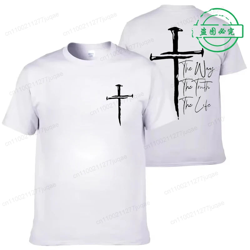 New Summer Men's T-Shirt Clothing Jesus Cross Vintage Printed Tees for Men Women Oversized Tops Christian Faith Shirt Clothing