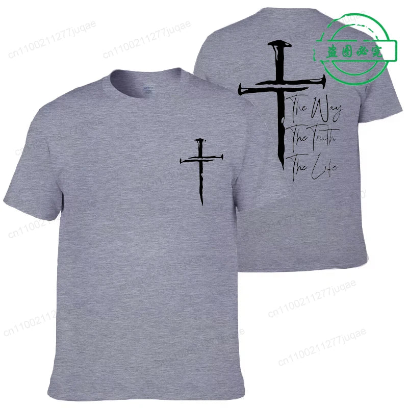 New Summer Men's T-Shirt Clothing Jesus Cross Vintage Printed Tees for Men Women Oversized Tops Christian Faith Shirt Clothing