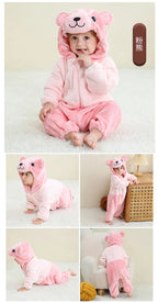 Cartoon Flannel Baby Rompers Unicorn Rabbit Dinosaur Pajamas Cotton Baby Boy Girls Animal Costume Baby Jumpsuit Kigurumi Outfits