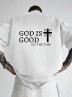 Men's Summer 100% Cotton Casual God is a Good Faith Double sided Printed Loose Sport Round Neck Short Sleeve T-shirt Versatile T