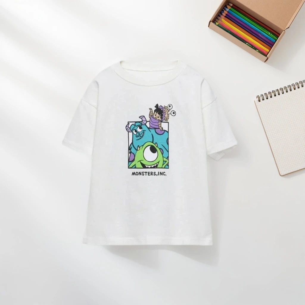 Fashion Simple Kids Clothes T-shirt Summer Children's Wear Tops Short Sleeve Tees Printed Cartoon Cotton Casual Tshirts 9m-7y