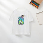 Fashion Simple Kids Clothes T-shirt Summer Children's Wear Tops Short Sleeve Tees Printed Cartoon Cotton Casual Tshirts 9m-7y