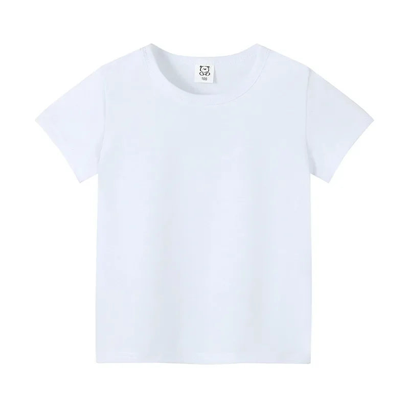 2-12Years Summer children's short sleeve T-shirt cotton baby clothes boys girls blank Infant T-shirt Kids shirt solid tees tops