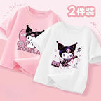 2pcs/pack Sanrio Summer Baby Girls Clothes Children Kuromi Printed Short Sleeve T-shirts Kid Cotton Cartoon Breathable Soft Top