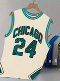 2025 Summer Men's CHICAGO NO.24 Graphic Tank Top Sleeveless Basketball Jersey Vest Men Round Neck Sports Gym Vest Men Clothing