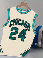 2025 Summer Men's CHICAGO NO.24 Graphic Tank Top Sleeveless Basketball Jersey Vest Men Round Neck Sports Gym Vest Men Clothing