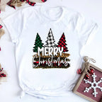 Women Tshirts Merry Christmas Tree Print Red Top Femal New Clothing Short Sleeve 90s Girls Lucky Deer T-shirts Aesthetic Clothes