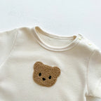 New In Summer Kids Baby Girls Boys Short Sleeve Waffle Patch Bear Infant Newborn Jumpsuits Cotton Romper Gift Hat with Ear
