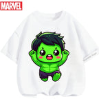 Summer Boys Girls Hulk T-Shirt 3-14 Years Marvel Super Hero Kids Spiderman Breathable Short Sleeve Avengers Soft Tee
