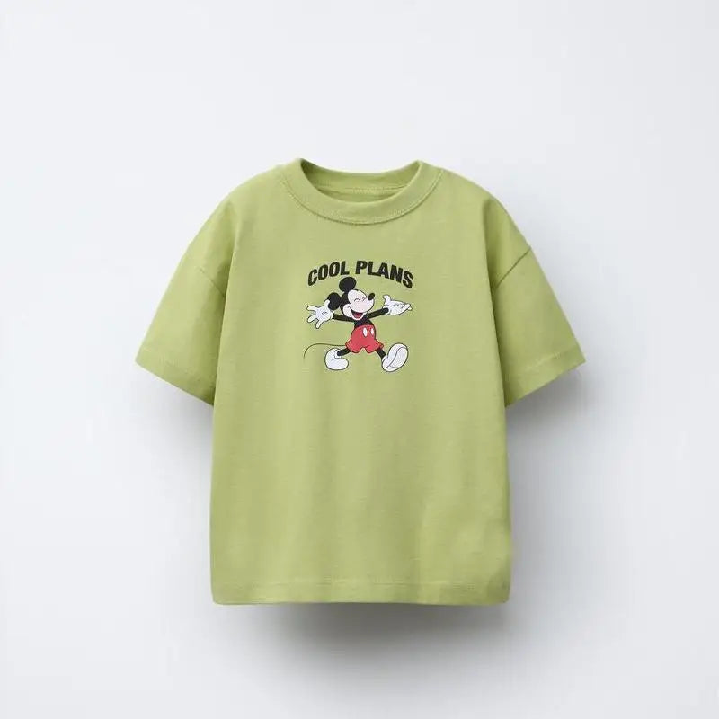 Cute Printed T-shirt Round Neck Basic 2025 Summer Clothing For Boys Simple Fashion T-shirt Cartoon Top Short Sleeve
