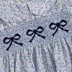 0-18M Infant Baby Girls Bowknot Embroidered Rompers Lovely Floral Print Doll Collar Short Sleeve Bubble Jumpsuits for Newborn