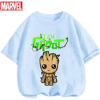 Summer Boys Girls Hulk T-Shirt 3-14 Years Marvel Super Hero Kids Spiderman Breathable Short Sleeve Avengers Soft Tee