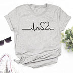 New Women T Shirt Cute Than Heart Printed T-shirt Fashion Love Heart Loose Short Sleevs Round Neck T-shirt Casual Female Tops