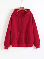 2025 Women Fleece Zip Up Hoodies Running Sports Sweatshirts Fashion Female Classic Casual Zipper Jackets Y2k Hip Hop Streetwear