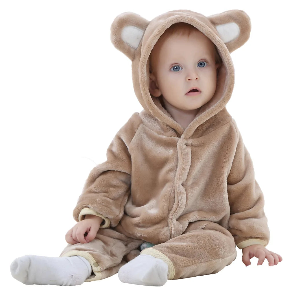 Cartoon Flannel Baby Rompers Unicorn Rabbit Dinosaur Pajamas Cotton Baby Boy Girls Animal Costume Baby Jumpsuit Kigurumi Outfits