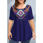 Large Size Loose Fit Women's T-shirt Summer New Short Sleeve Crewneck Tshirt Flower 3d Print Top Plus Size Ladies Clothing