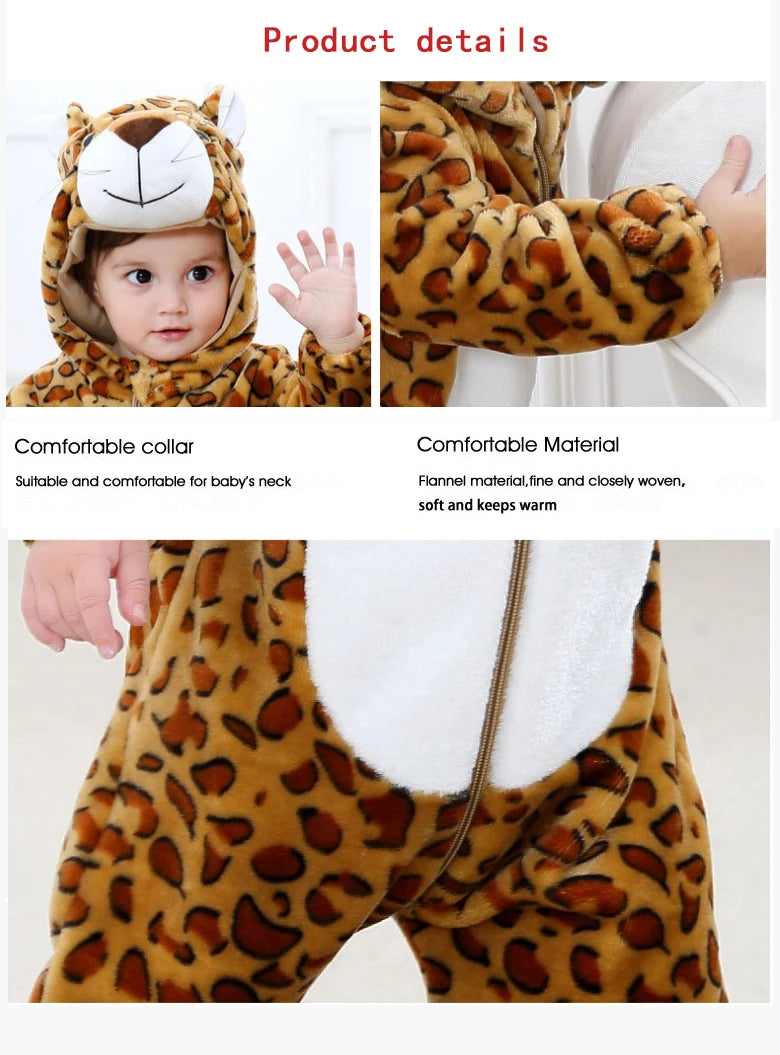 Cartoon Flannel Baby Rompers Unicorn Rabbit Dinosaur Pajamas Cotton Baby Boy Girls Animal Costume Baby Jumpsuit Kigurumi Outfits