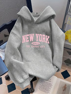 Women Loose Letter Pattern Fashion Hoodie Casual Style Geometric pattern Hooded Collar Casual Long Sleeve Pullover with Pockets