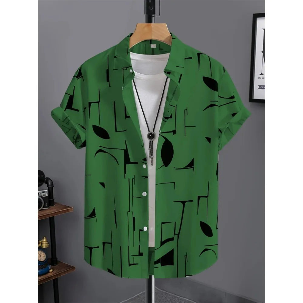 Men's Shirt 3D Printed Retro Fashion Top Short Sleeved Beach Sports Shirt Street Hawaiian Short Sleeved Shirt Men's Clothing