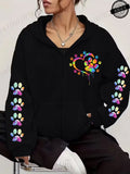 Women Zip Up Hoodies Watercolor Paw Printed Zipper Jackets Coats Autumn Winter Hoody Sweatshirt Fashion Casual Zip Up Hoodie Top