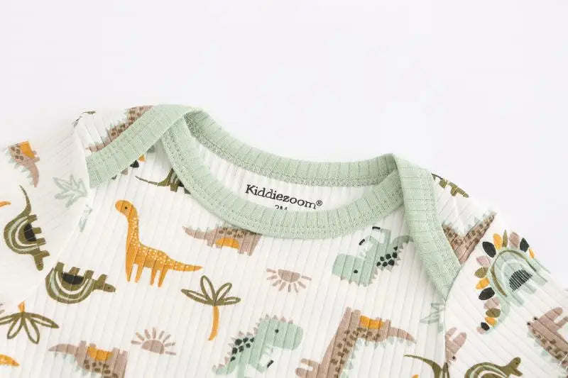 4Pieces Newborn Baby Boy Clothes Cartoon Cotton Romper Summer Short Sleeve Baby Girl Clothes 0-12M Print Bodysuit Bebes