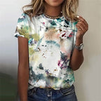 Women's T-Shirts Flowers Fashion Print O Neck Short Sleeve Tees O-Neck Personality Women Summer Harajuku Loose Female Clothing