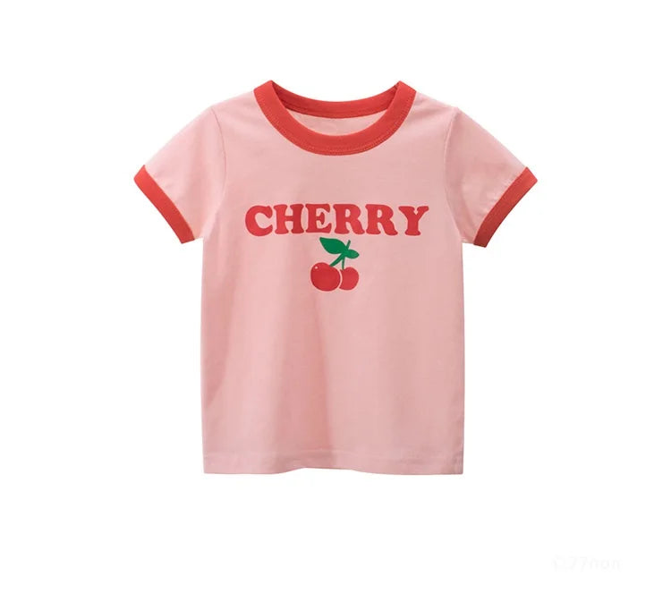 2025 Summer 2-8 Years Kids Girl Shorts Sleeve T-shirts Printed Little Girl Top Baby Girl T Shirts Children Toddler Girl Clothes